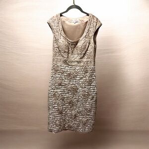 Sue Wong Nocturne Collection Taupe Beaded Dress ✨ Wedding Mother of Bride Luxury